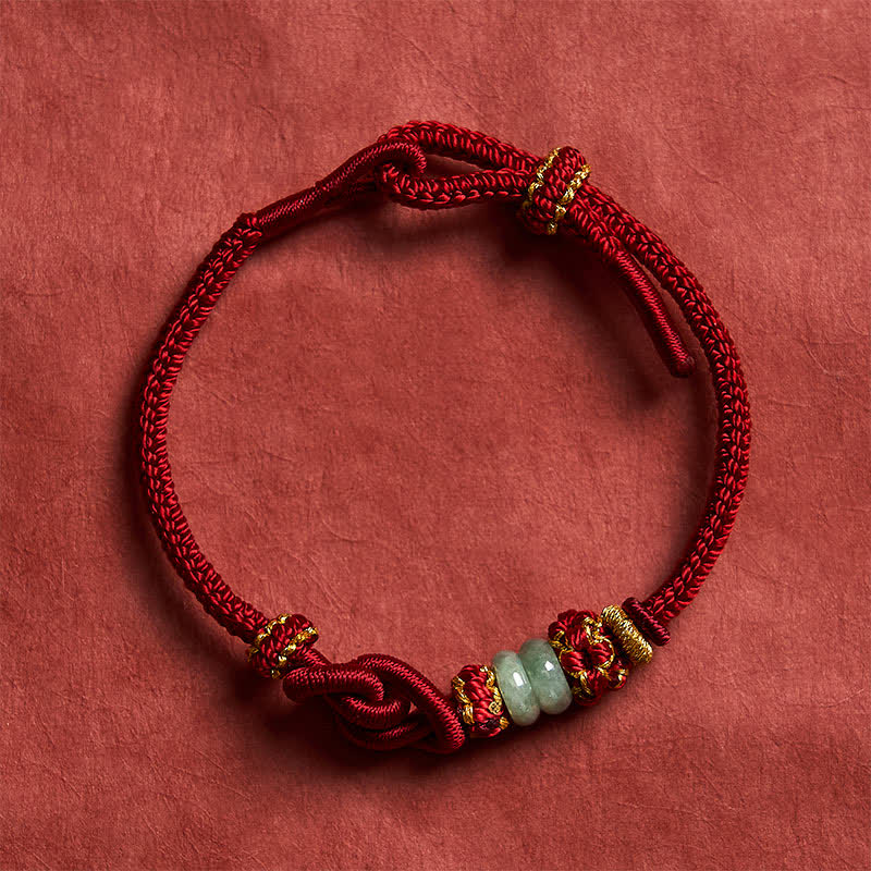 EverestArtstudios Chinese Knotting Luck Jade Hand-Woven Adjustable Bracelet