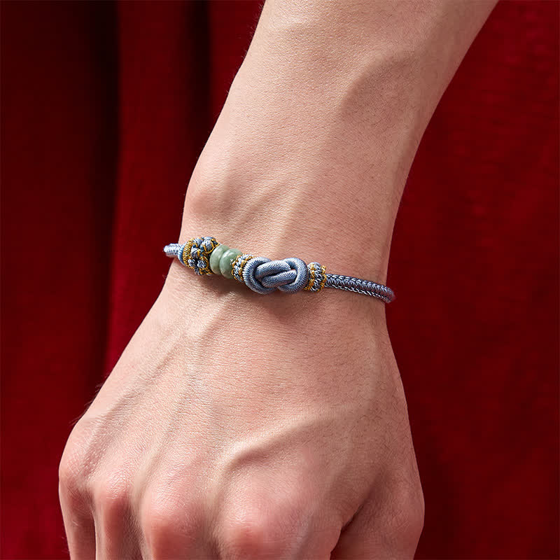 EverestArtstudios Chinese Knotting Luck Jade Hand-Woven Adjustable Bracelet