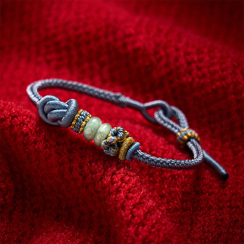 EverestArtstudios Chinese Knotting Luck Jade Hand-Woven Adjustable Bracelet