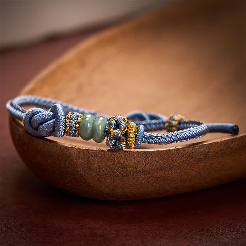 EverestArtstudios Chinese Knotting Luck Jade Hand-Woven Adjustable Bracelet