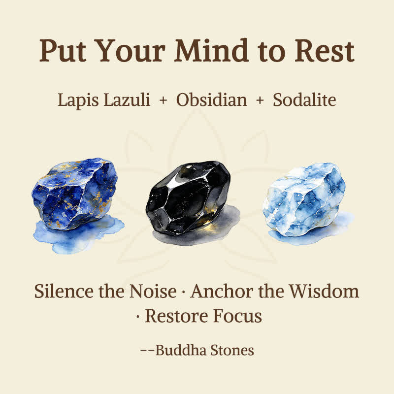 Buddha Stones 3pcs "Put Your Mind to Rest" Lapis Lazuli Balance Bracelet Includes Gift Message Card