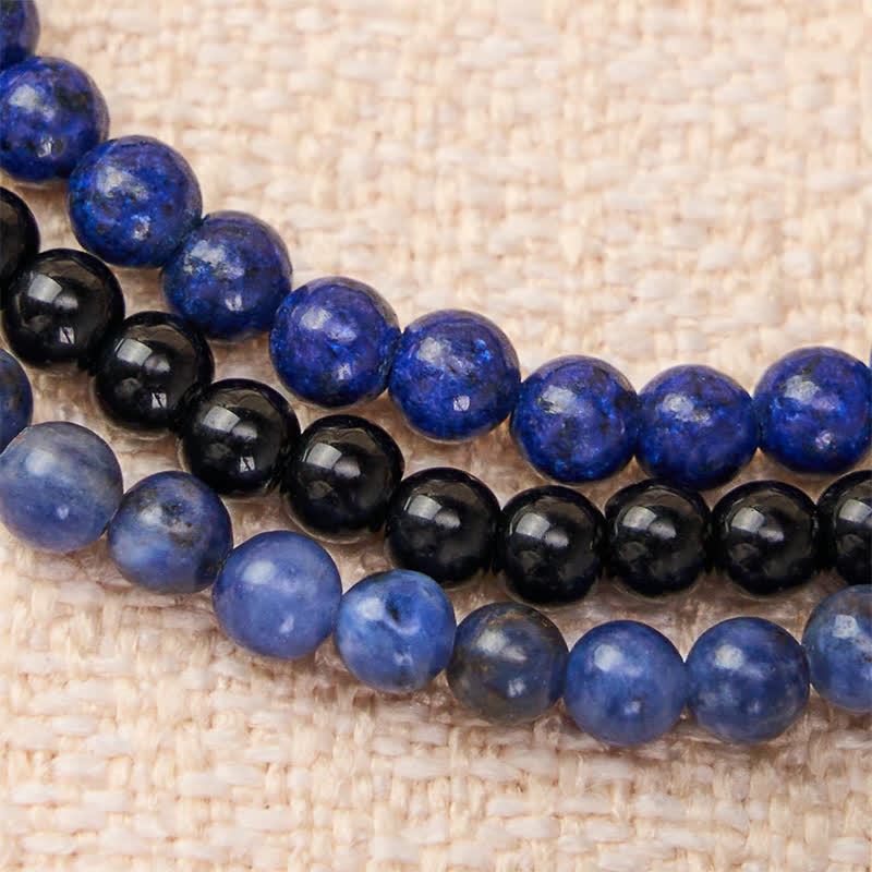 Buddha Stones 3pcs "Put Your Mind to Rest" Lapis Lazuli Balance Bracelet Includes Gift Message Card