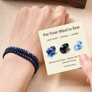 Buddha Stones 3pcs "Put Your Mind to Rest" Lapis Lazuli Balance Bracelet Includes Gift Message Card