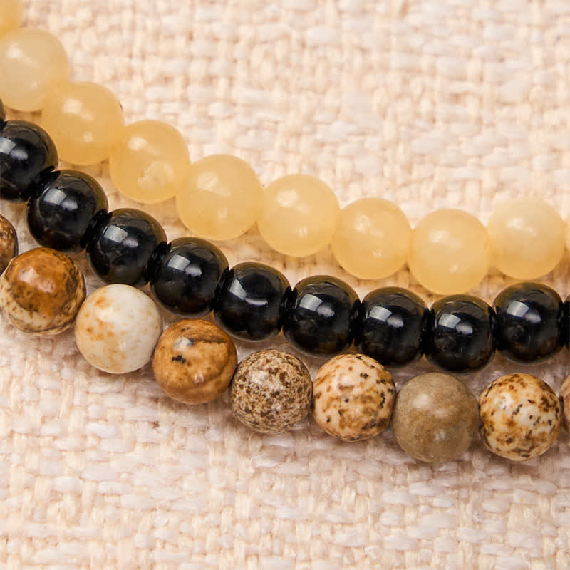 Buddha Stones 3pcs "Clear the Mental Path" Picture Jasper Wisdom Bracelet Includes Gift Message Card