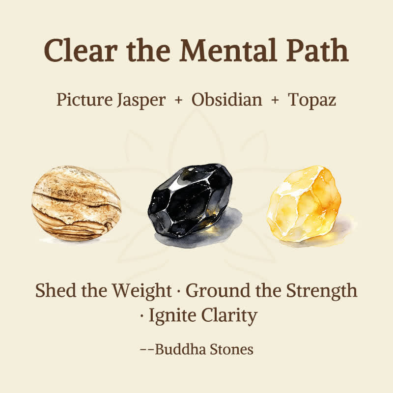 Buddha Stones 3pcs "Clear the Mental Path" Picture Jasper Wisdom Bracelet Includes Gift Message Card
