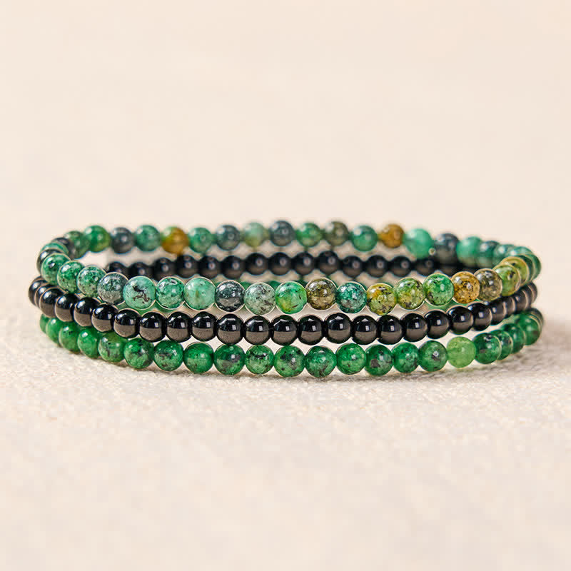 Buddha Stones 3pcs "Strengthen Your Spirit" Turquoise Bracelet Includes Gift Message Card