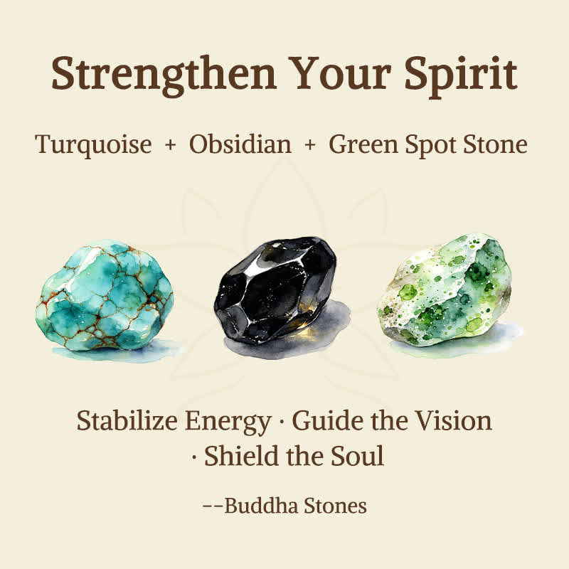 Buddha Stones 3pcs "Strengthen Your Spirit" Turquoise Bracelet Includes Gift Message Card