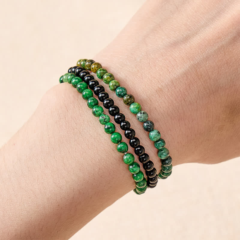 Buddha Stones 3pcs "Strengthen Your Spirit" Turquoise Bracelet Includes Gift Message Card