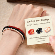 Buddha Stones 3pcs "Awaken Your Courage" Red Agate Calm Bracelet Includes Gift Message Card