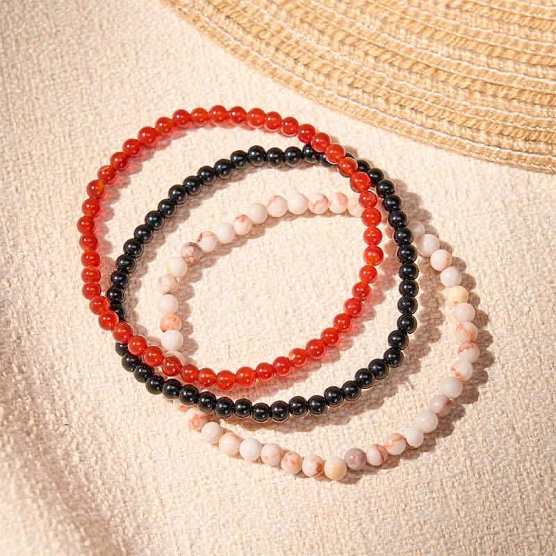 Buddha Stones 3pcs "Awaken Your Courage" Red Agate Calm Bracelet Includes Gift Message Card