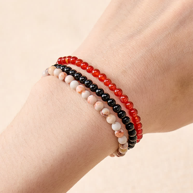 Buddha Stones 3pcs "Awaken Your Courage" Red Agate Calm Bracelet Includes Gift Message Card