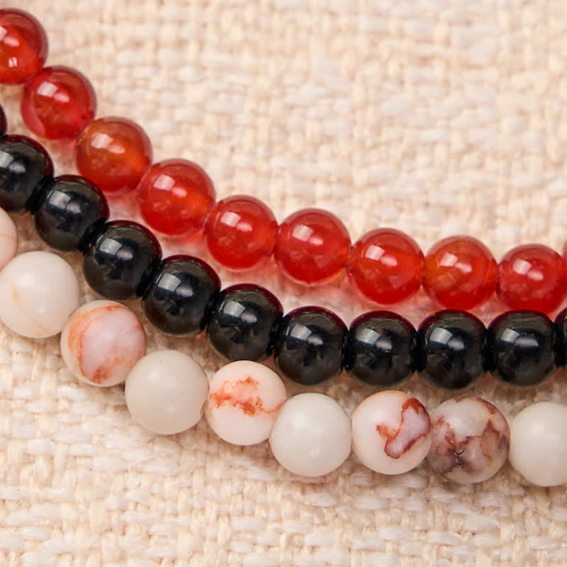 Buddha Stones 3pcs "Awaken Your Courage" Red Agate Calm Bracelet Includes Gift Message Card