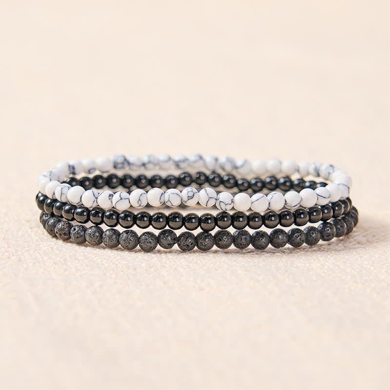 EverestArtStudios 3pcs "Clear the Negative Energy" Lava Rock Support Bracelet Includes Gift Message Card