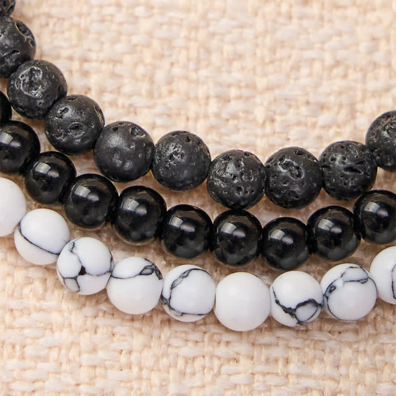 Buddha Stones 3pcs "Clear the Negative Energy" Lava Rock Support Bracelet Includes Gift Message Card