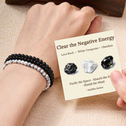 Buddha Stones 3pcs "Clear the Negative Energy" Lava Rock Support Bracelet Includes Gift Message Card