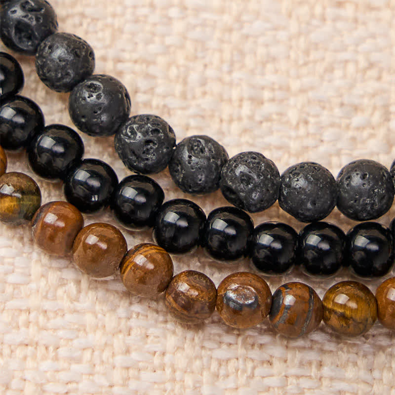 Buddha Stones 3pcs "Rebuild Your Inner Drive" Lava Rock Calm Bracelet Includes Gift Message Card