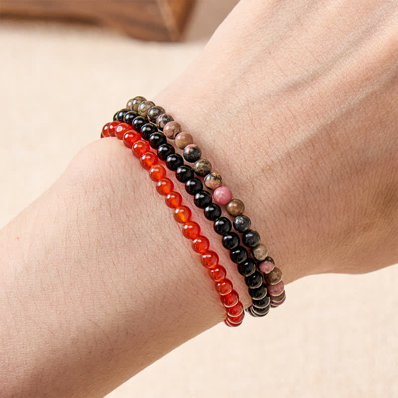 Buddha Stones 3pcs "Embrace Inner Power" Red Agate Confidence Bracelet Includes Gift Message Card
