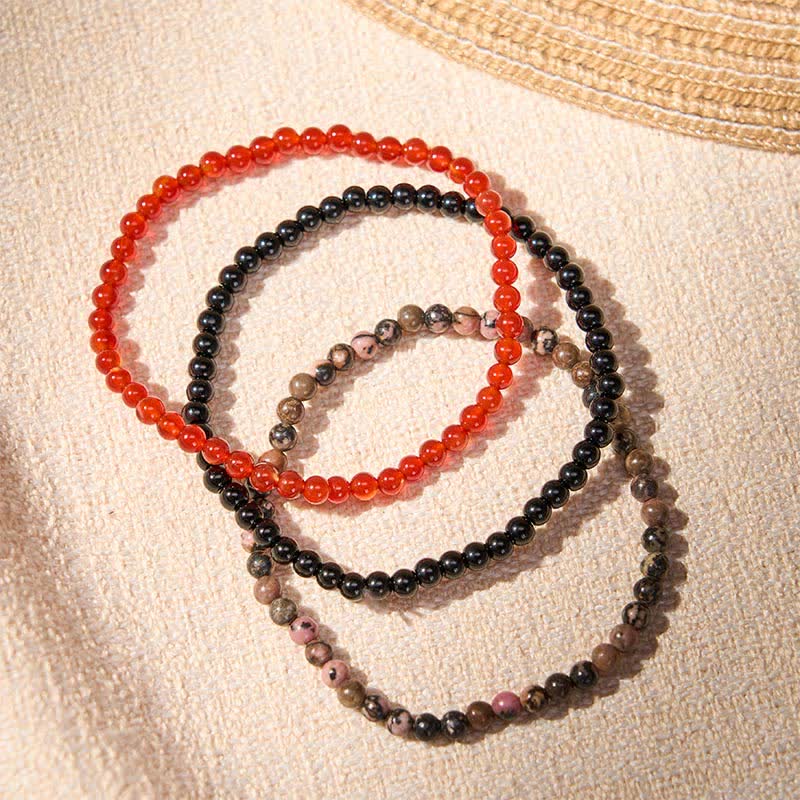 Buddha Stones 3pcs "Embrace Inner Power" Red Agate Confidence Bracelet Includes Gift Message Card