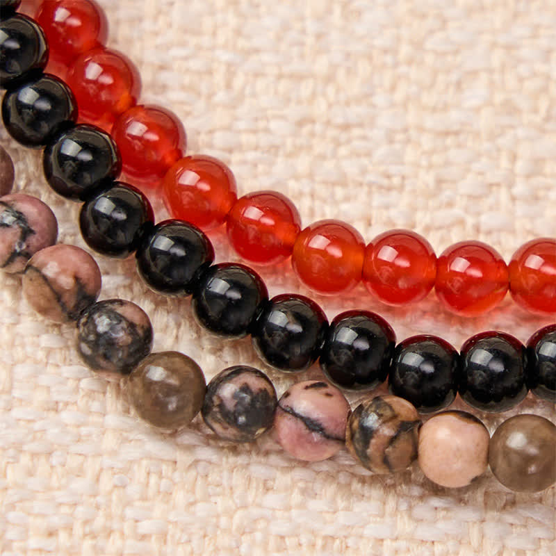 Buddha Stones 3pcs "Embrace Inner Power" Red Agate Confidence Bracelet Includes Gift Message Card