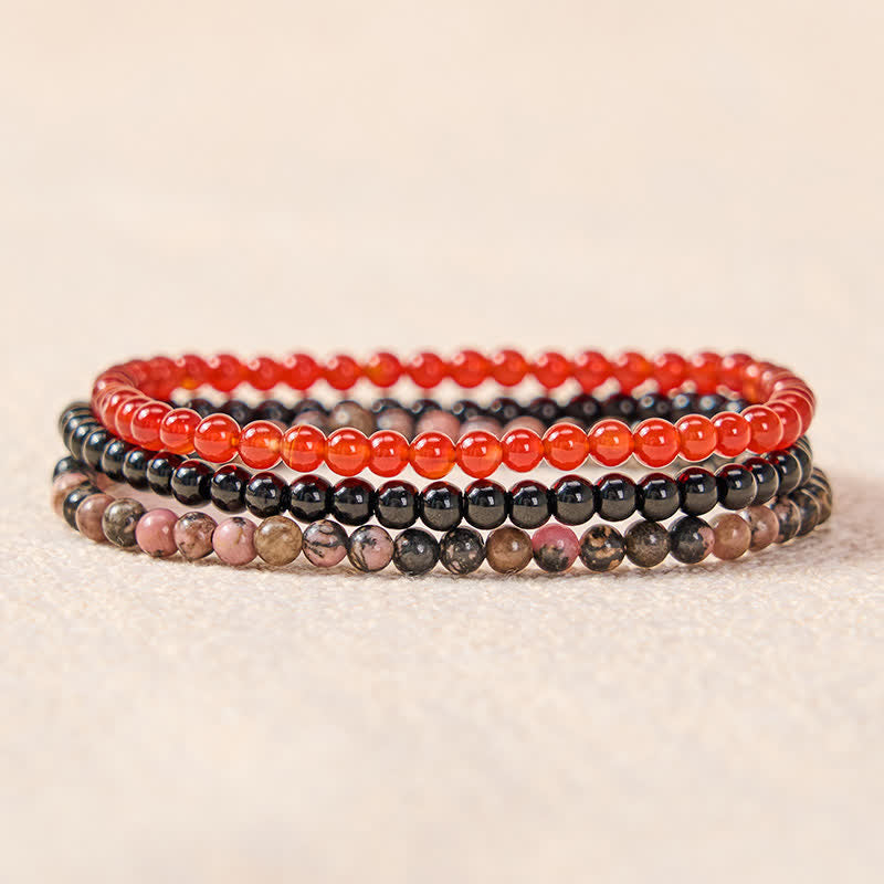 Buddha Stones 3pcs "Embrace Inner Power" Red Agate Confidence Bracelet Includes Gift Message Card