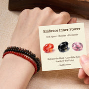 Buddha Stones 3pcs "Embrace Inner Power" Red Agate Confidence Bracelet Includes Gift Message Card