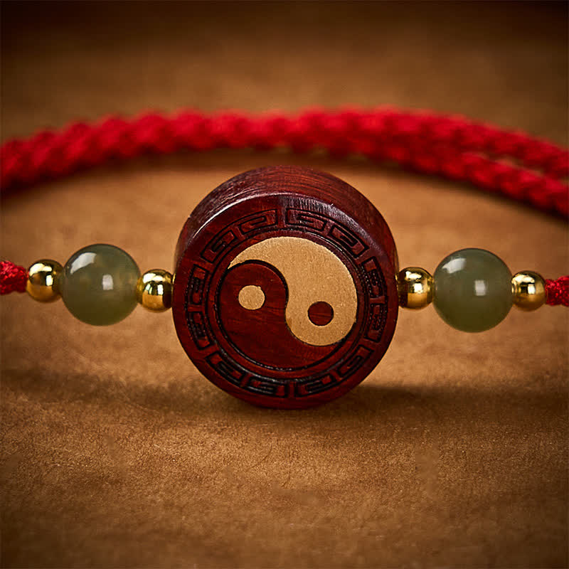 EverestArtstudios Purple Sandalwood Jade YinYang Balance Red String Bracelet