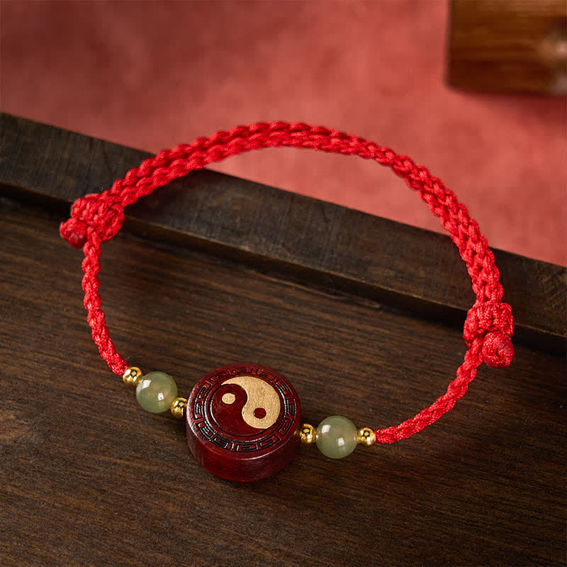 EverestArtstudios Purple Sandalwood Jade YinYang Balance Red String Bracelet