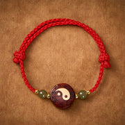 EverestArtstudios Purple Sandalwood Jade YinYang Balance Red String Bracelet