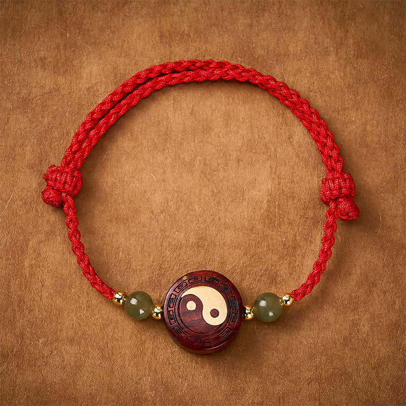EverestArtstudios Purple Sandalwood Jade YinYang Balance Red String Bracelet