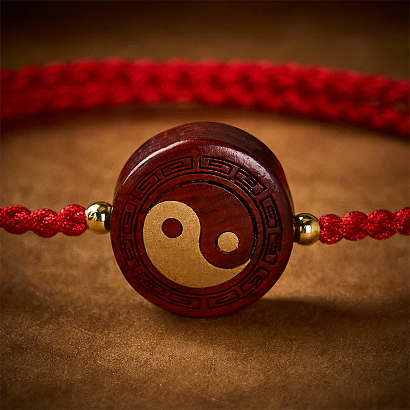 Buddha Stones Purple Sandalwood Yin Yang Protection Red String Bracelet