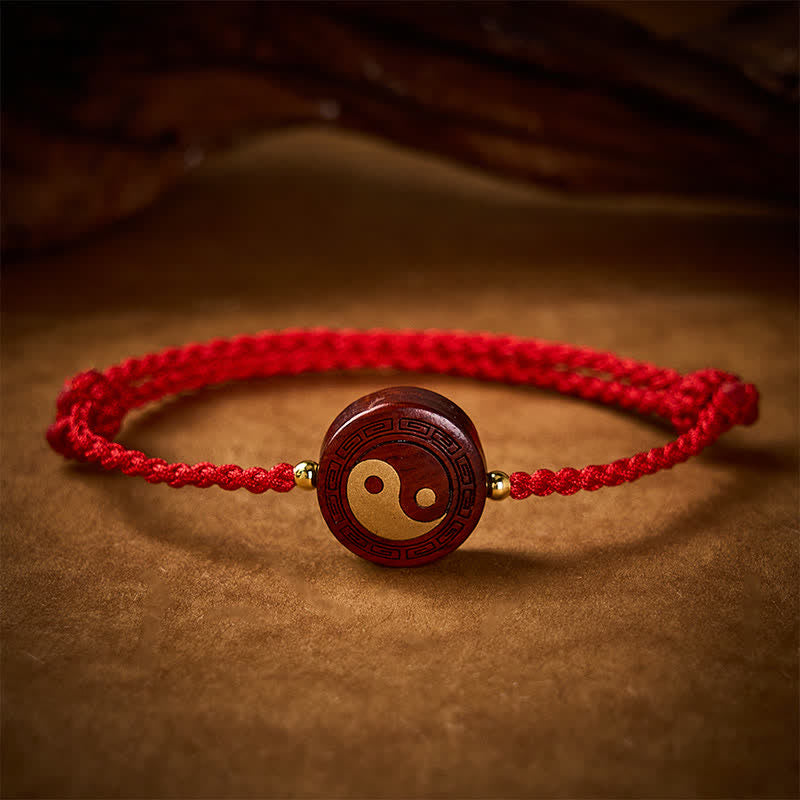 Buddha Stones Purple Sandalwood Yin Yang Protection Red String Bracelet