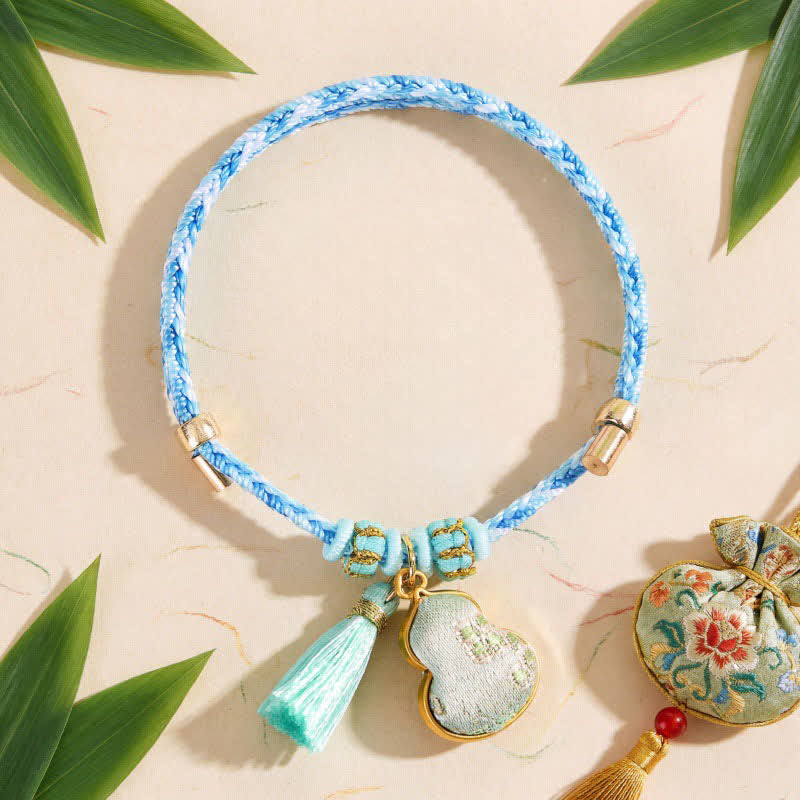 Buddha Stones Five Color Red String Song Brocade Gourd Protection Bracelet