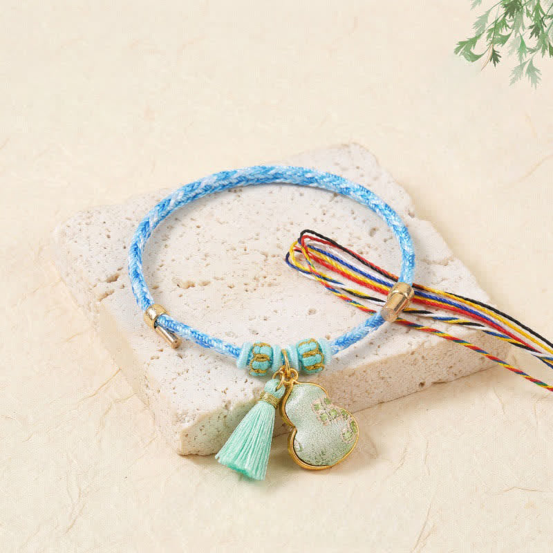 Buddha Stones Five Color Red String Song Brocade Gourd Protection Bracelet