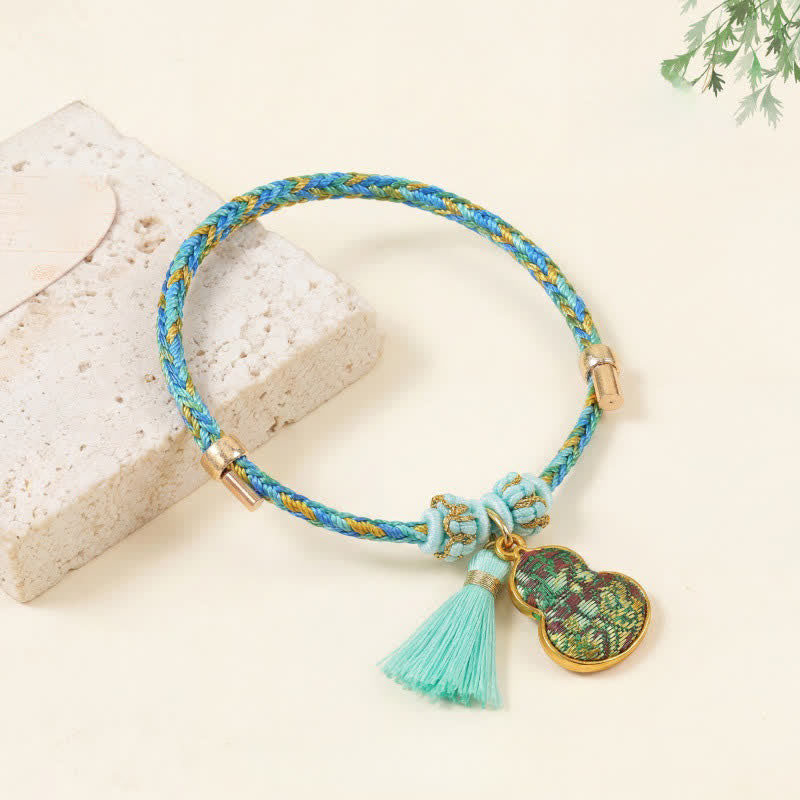 Buddha Stones Five Color Red String Song Brocade Gourd Protection Bracelet