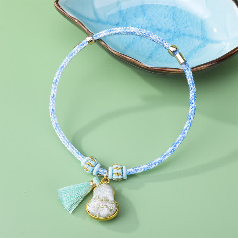 Buddha Stones Song Brocade Gourd Luck Tassel Braided Bracelet