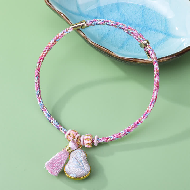 Buddha Stones Song Brocade Gourd Luck Tassel Braided Bracelet