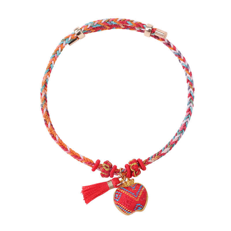 Buddha Stones Song Brocade Gourd Luck Tassel Braided Bracelet