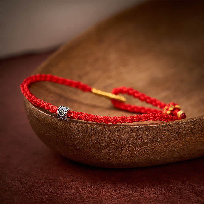 EverestArtStudios Black and Red Cord Yin Yang Protective Hand-Woven Minimalist Bracelet
