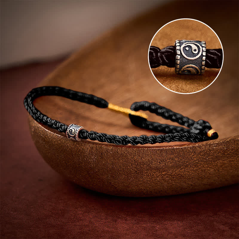 EverestArtStudios Black and Red Cord Yin Yang Protective Hand-Woven Minimalist Bracelet