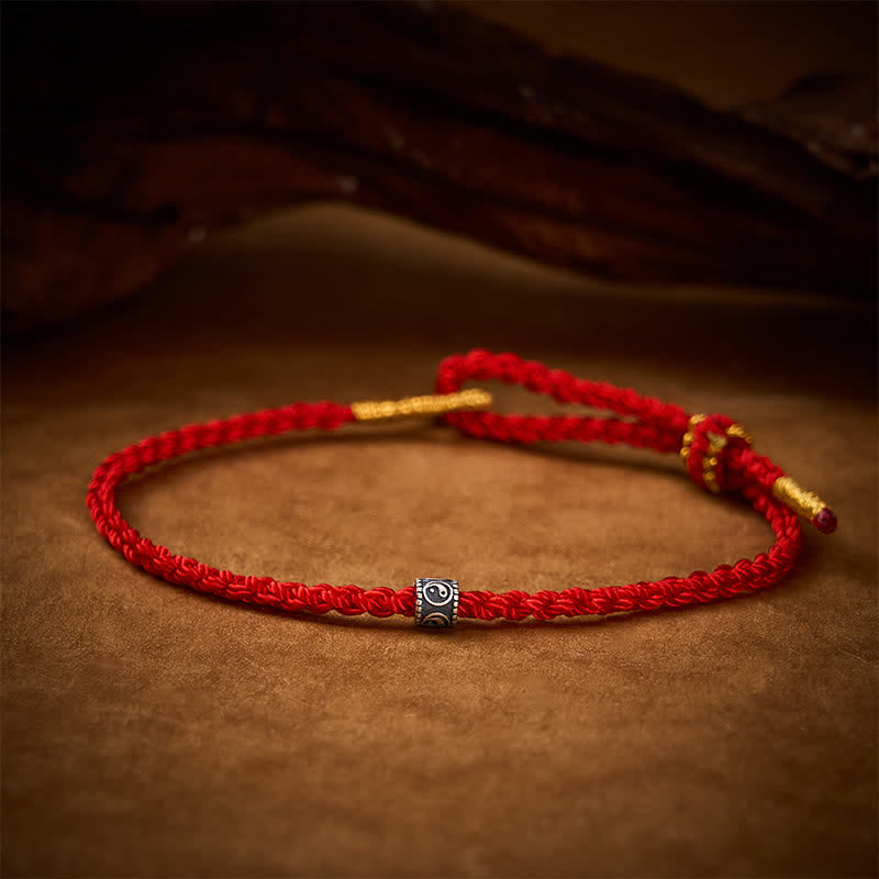 Buddha Stones Black Red String Yin Yang Protection Hand-Woven Minimalist Bracelet