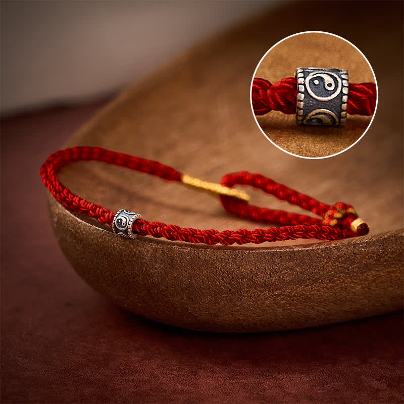 EverestArtStudios Black and Red Cord Yin Yang Protective Hand-Woven Minimalist Bracelet