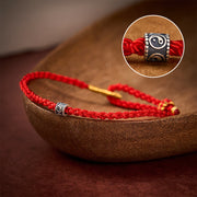 Buddha Stones Black Red String Yin Yang Protection Hand-Woven Minimalist Bracelet