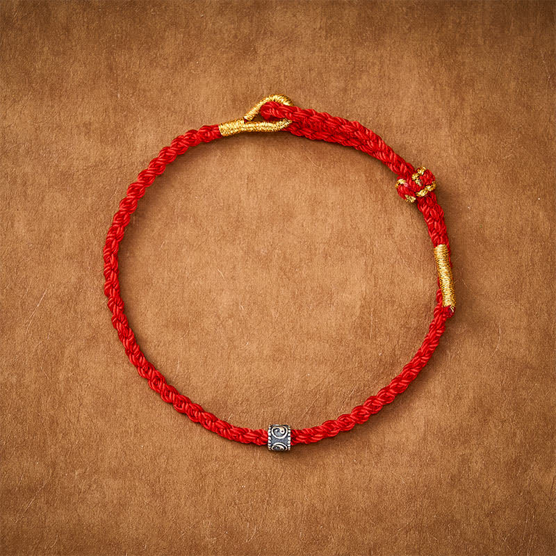 EverestArtStudios Black and Red Cord Yin Yang Protective Hand-Woven Minimalist Bracelet