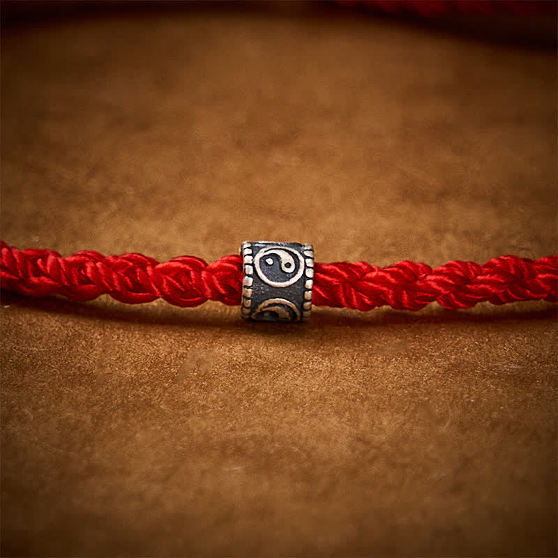 EverestArtStudios Black and Red Cord Yin Yang Protective Hand-Woven Minimalist Bracelet