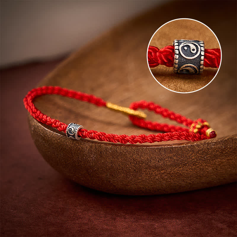 EverestArtStudios Black and Red Cord Yin Yang Protective Hand-Woven Minimalist Bracelet
