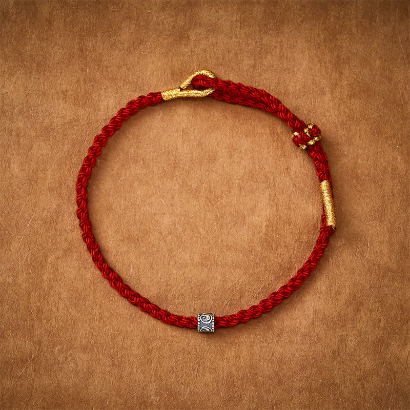 EverestArtStudios Black and Red Cord Yin Yang Protective Hand-Woven Minimalist Bracelet
