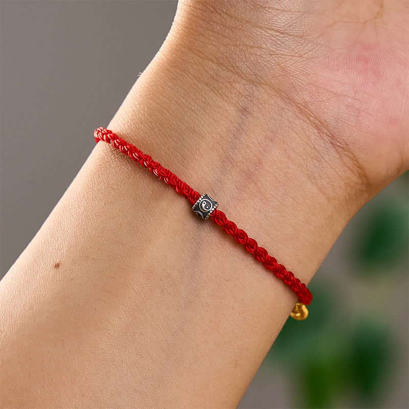 EverestArtStudios Black and Red Cord Yin Yang Protective Hand-Woven Minimalist Bracelet