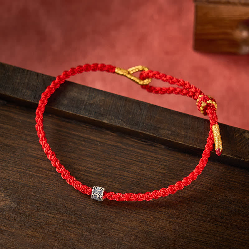 Buddha Stones Black Red String Yin Yang Protection Hand-Woven Minimalist Bracelet