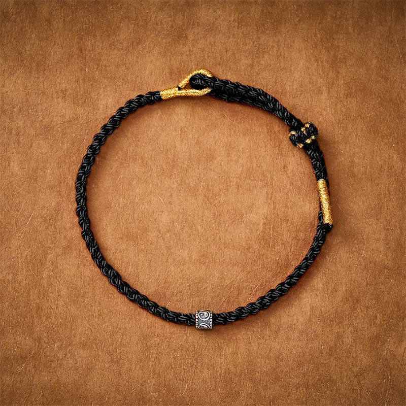 EverestArtStudios Black and Red Cord Yin Yang Protective Hand-Woven Minimalist Bracelet