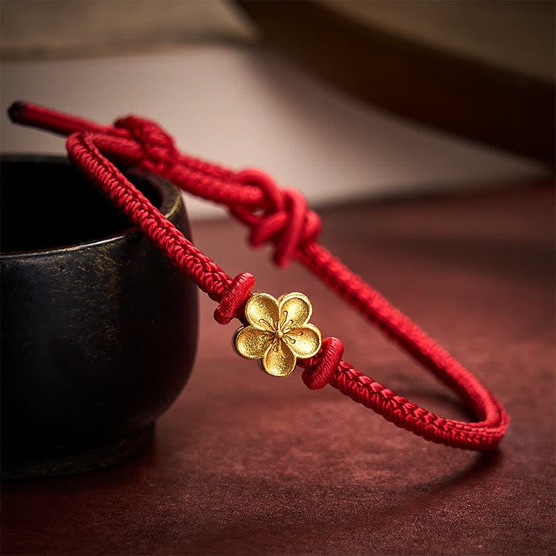 EverestArtstudios Hand-Woven Red String Small Peach Blossom Luck Braided Cord Bracelet
